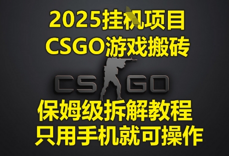 2025挂G项目，CSGO游戏搬砖，保姆级拆解教程，只用手机就可操作【揭秘】9-91创业网