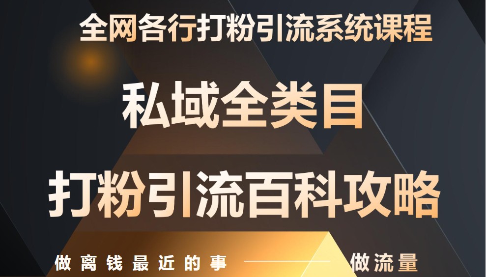 月入9万：全网唯一私域打粉引流神课，零基础手把手带你引流变现9-91创业网