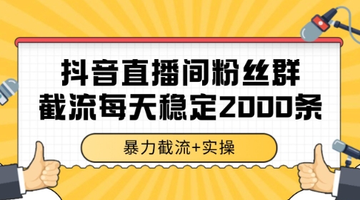 抖音直播间粉丝群暴力截流，一台电脑每天稳定2000条数据【揭秘】9-91创业网