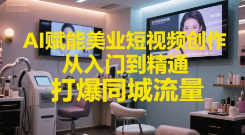 AI赋能美业短视频创作，从入门到精通，打爆同城流量，超级AI工具短视频实操落地9-91创业网