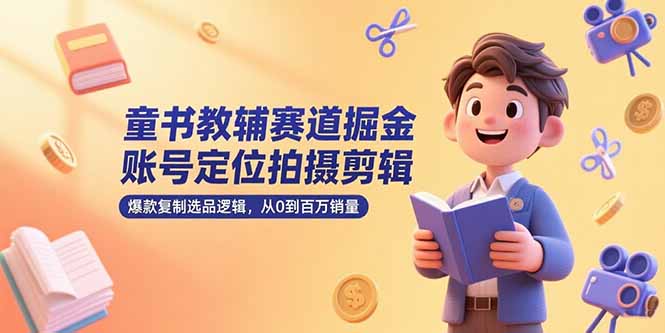 童书教辅赛道掘金，账号定位拍摄剪辑，爆款复制选品逻辑，从0到百万销量9-91创业网